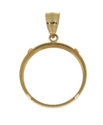 Load image into Gallery viewer, 14K Yellow Gold Holds 21.5mm x 1.5mm Coins or United States US $5 Dollar Coin Holder Tab Back Frame Pendant
