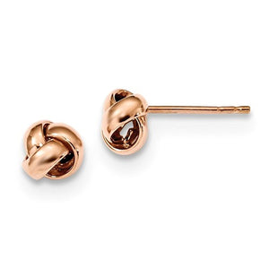 14k Rose Gold Small Classic Love Knot Stud Post Earrings