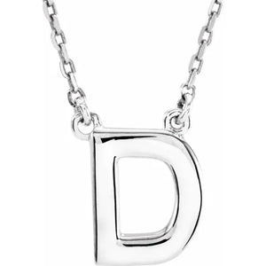 14k Yellow Rose White Gold Block D Uppercase Letter Initial Alphabet Necklace