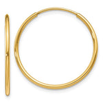Carica l&#39;immagine nel visualizzatore di Gallery, 14K Yellow Gold 22mm x 1.25mm Round Endless Hoop Earrings

