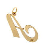 Lataa kuva Galleria-katseluun, 14K Yellow Gold Initial Letter A Cursive Script Alphabet Pendant Charm
