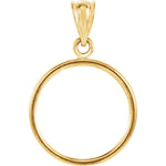 Carica l&#39;immagine nel visualizzatore di Gallery, 14K Yellow Gold Holds 16mm x 1.2mm Coins or Canadian 1/10 Ounce Maple Leaf Coin Tab Back Frame Pendant Holder
