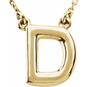 14k Yellow Rose White Gold Block D Uppercase Letter Initial Alphabet Necklace