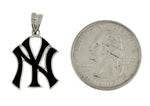 Lataa kuva Galleria-katseluun, Sterling Silver Gold Plated Enamel New York Yankees LogoArt Licensed Major League Baseball MLB Pendant Charm
