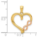 Carica l&#39;immagine nel visualizzatore di Gallery, 14k Gold Two Tone Heart Infinity Open Back Pendant Charm
