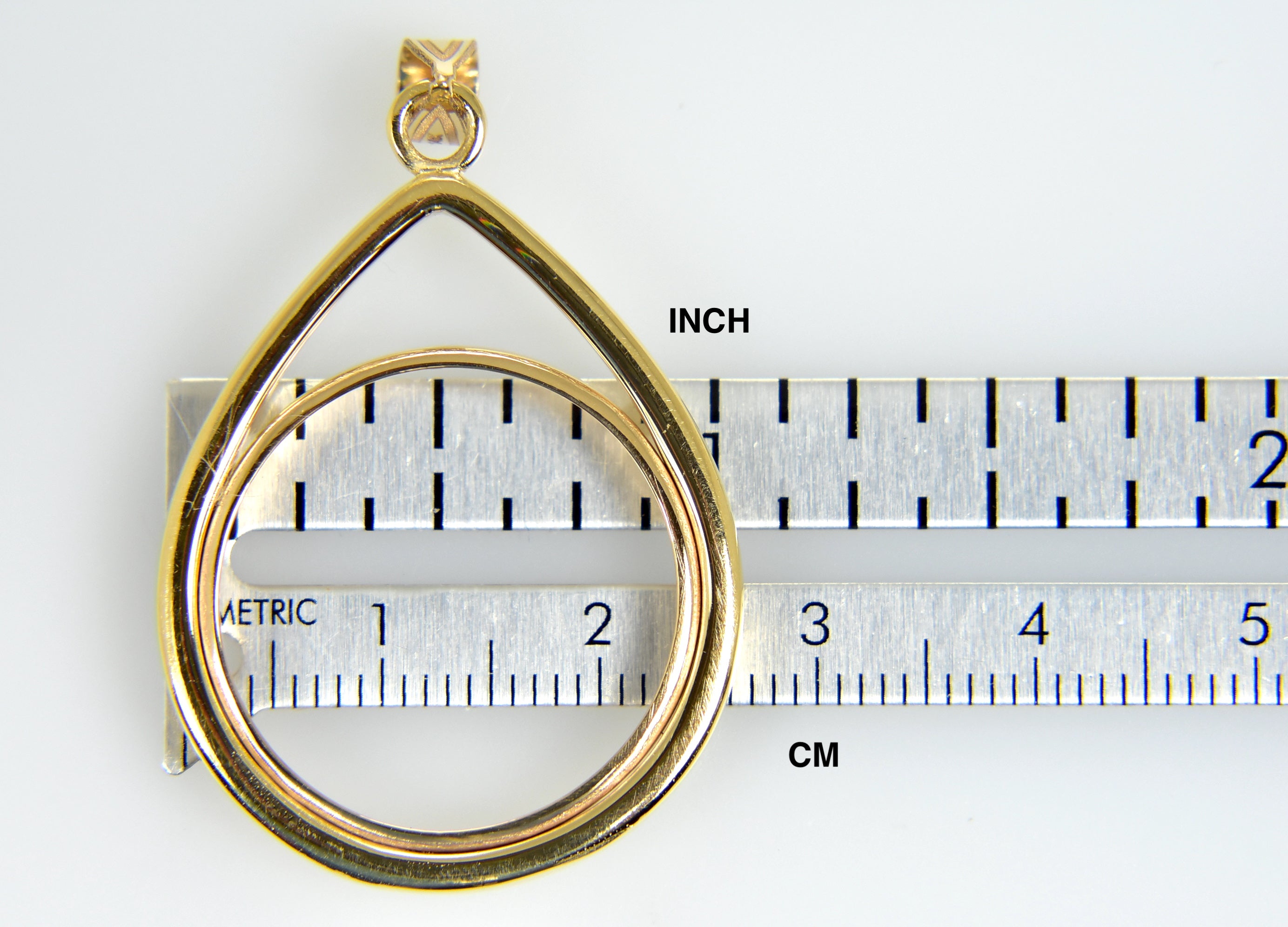14K Yellow Gold 1/4 oz One Fourth Ounce American Eagle Teardrop Coin Holder Prong Bezel Pendant Charm for 22mm x 1.8mm