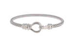 Lataa kuva Galleria-katseluun, Sterling Silver Contemporary 4mm Woven Hook Clasp Bangle Bracelet
