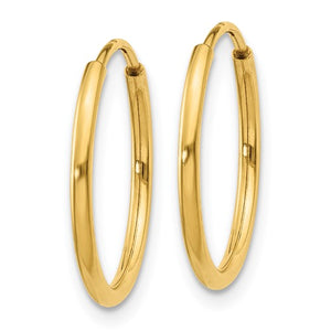14K Yellow Gold 14mm x 1.25mm Round Endless Hoop Earrings