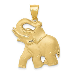 14k Yellow Gold Elephant Open Back Pendant Charm