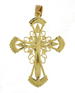Kép betöltése a galériamegjelenítőbe: 14k Gold Two Tone Large Cross Crucifix Pendant Charm

