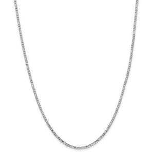 14K White Gold 2.25mm Flat Figaro Bracelet Anklet Choker Necklace Pendant Chain