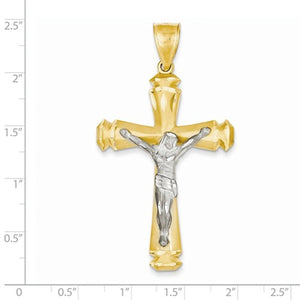 14k Gold Two Tone Large Cross Crucifix Pendant Charm