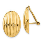 Lataa kuva Galleria-katseluun, 14K Yellow Gold Non Pierced Fancy Oval Ribbed Omega Back Clip On Earrings
