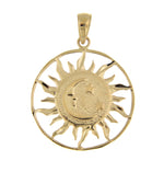 將圖片載入圖庫檢視器 14k Yellow Gold Sun Moon Stars Celestial Pendant Charm
