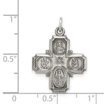 將圖片載入圖庫檢視器 Sterling Silver Cruciform Cross Four Way Miraculous Medal Antique Style Pendant Charm
