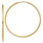 Afbeelding in Gallery-weergave laden, 14K Yellow Gold 40mm x 1.5mm Endless Round Hoop Earrings
