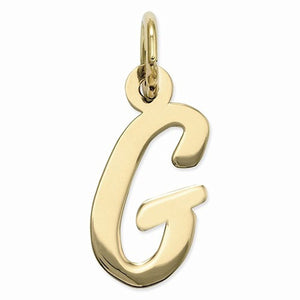 14k Yellow Gold Script Letter G Initial Alphabet Pendant Charm