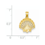 Indlæs billede til gallerivisning 14k Yellow Gold Seashell Clamshell Scallop Shell Pendant Charm
