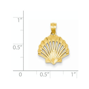 14k Yellow Gold Seashell Clamshell Scallop Shell Pendant Charm