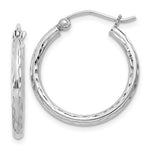 Load image into Gallery viewer, Sterling Silver Diamond Cut Classic Round Hoop Earrings 20mm x 2mm
