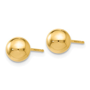 14k Yellow Gold 6mm Polished Ball Post Push Back Stud Earrings