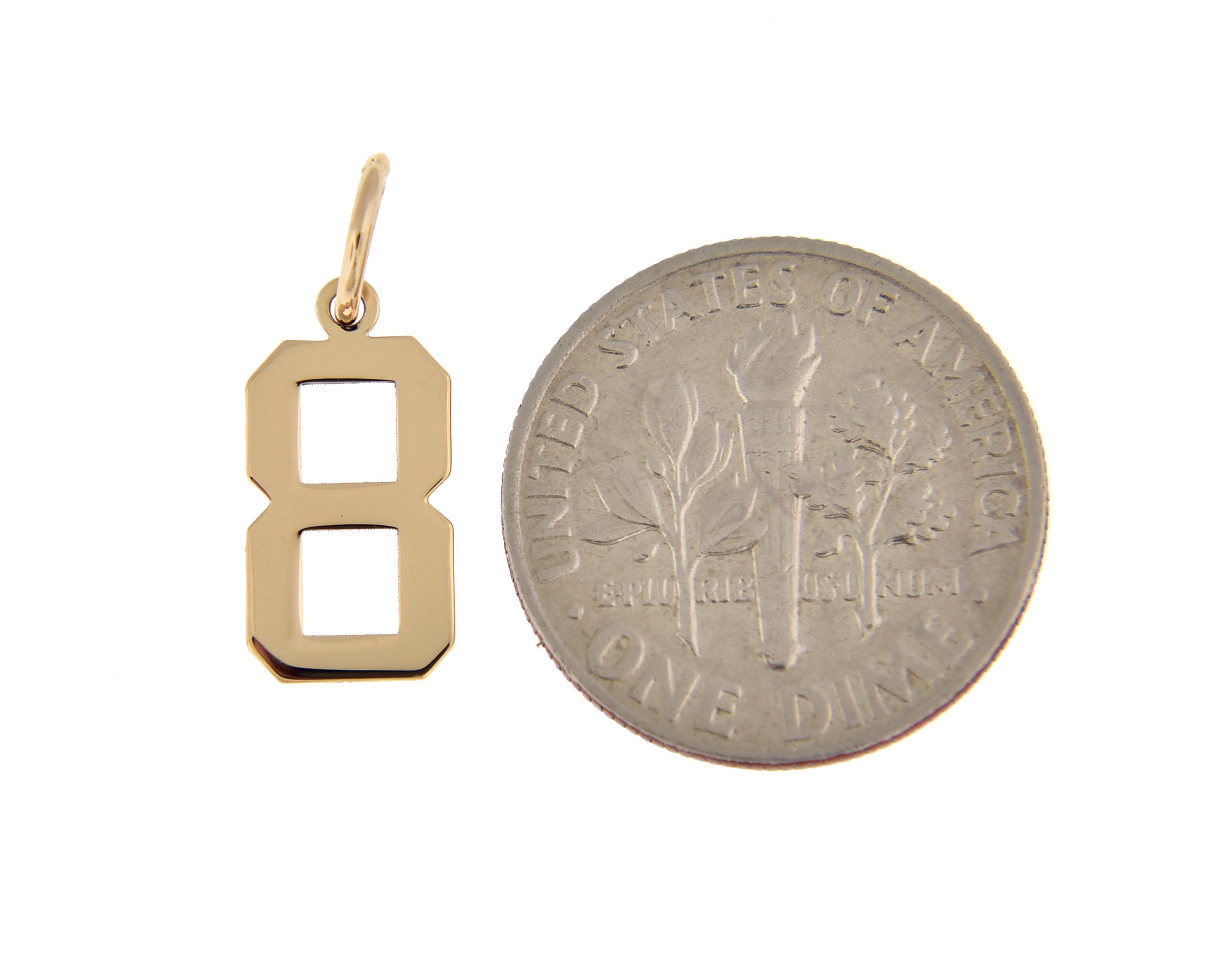14k Yellow Gold Number 8 Eight Pendant Charm