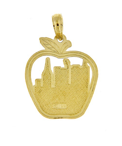 14K Yellow Gold New York City Skyline NY Statue of Liberty Big Apple Pendant Charm