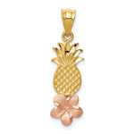 Load image into Gallery viewer, 14k Yellow Rose Gold Pineapple Plumeria Pendant Charm
