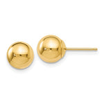 Cargar imagen en el visor de la galería, 14k Yellow Gold 7mm Polished Ball Post Push Back Stud Earrings
