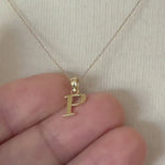 Load and play video in Gallery viewer, 14K Yellow Gold Uppercase Initial Letter P Block Alphabet Pendant Charm
