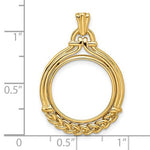 Carica l&#39;immagine nel visualizzatore di Gallery, 14K Yellow Gold 1/10 oz One Tenth Ounce American Eagle or Krugerrand Coin Holder Prong Bezel Pendant Charm for 16.5mm x 1.3mm Coins
