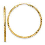 Cargar imagen en el visor de la galería, 14k Yellow Gold 34mm x 1.35mm Diamond Cut Round Endless Hoop Earrings
