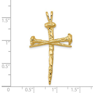 14k Yellow Gold Cross Nail Pendant Charm