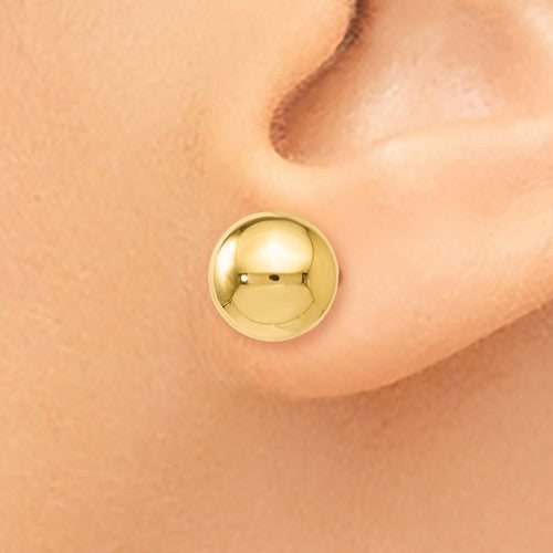 14k Yellow Gold 8mm Polished Ball Post Push Back Stud Earrings