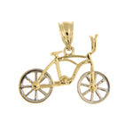 Lataa kuva Galleria-katseluun, 14k Gold Two Tone Bicycle Moveable Pendant Charm

