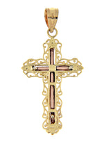 Φόρτωση εικόνας στο εργαλείο προβολής Συλλογής, 14k Gold Tri Color Cross Crucifix Pendant Charm
