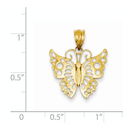 14k Yellow Gold Butterfly Pendant Charm