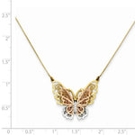 Charger l&#39;image dans la galerie, 14k Gold Tri Color Butterfly Necklace 18 inches
