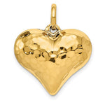 Carregar imagem no visualizador da galeria, 14K Yellow Gold Puffy Hammered Heart 3D Hollow Pendant Charm
