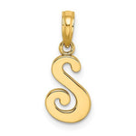 Load image into Gallery viewer, 14K Yellow Gold Script Initial Letter S Cursive Alphabet Pendant Charm
