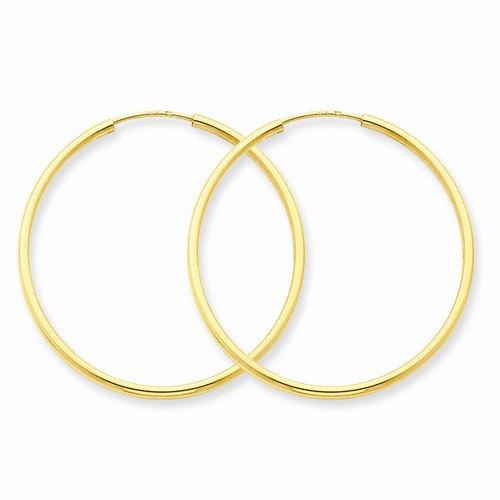 14K Yellow Gold 30mm x 1.5mm Endless Round Hoop Earrings