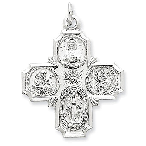 Sterling Silver Cruciform Cross Four Way Medal Pendant Charm