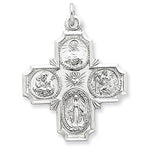 Cargar imagen en el visor de la galería, Sterling Silver Cruciform Cross Four Way Medal Pendant Charm
