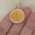 Load and play video in Gallery viewer, 14k Yellow Gold Blessed Virgin Mary Miraculous Round Pendant Charm
