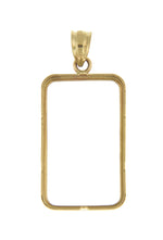 Afbeelding in Gallery-weergave laden, 14K Yellow Gold Holds 23.5mm x 14mm Coins Credit Suisse 5 gram Tab Back Frame Mounting Holder Pendant Charm
