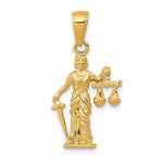 Lade das Bild in den Galerie-Viewer, 14k Yellow Gold Lady Justice Moveable Scales 3D Pendant Charm
