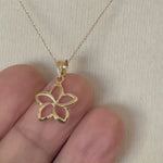 Load and play video in Gallery viewer, 14k Yellow Gold Plumeria Small Cut Out Pendant Charm
