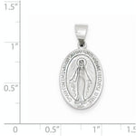 Lade das Bild in den Galerie-Viewer, 14k White Gold Blessed Virgin Mary Miraculous Medal Oval Hollow Pendant Charm

