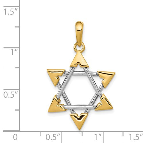 14k Yellow White Gold Two Tone Star of David Pendant Charm