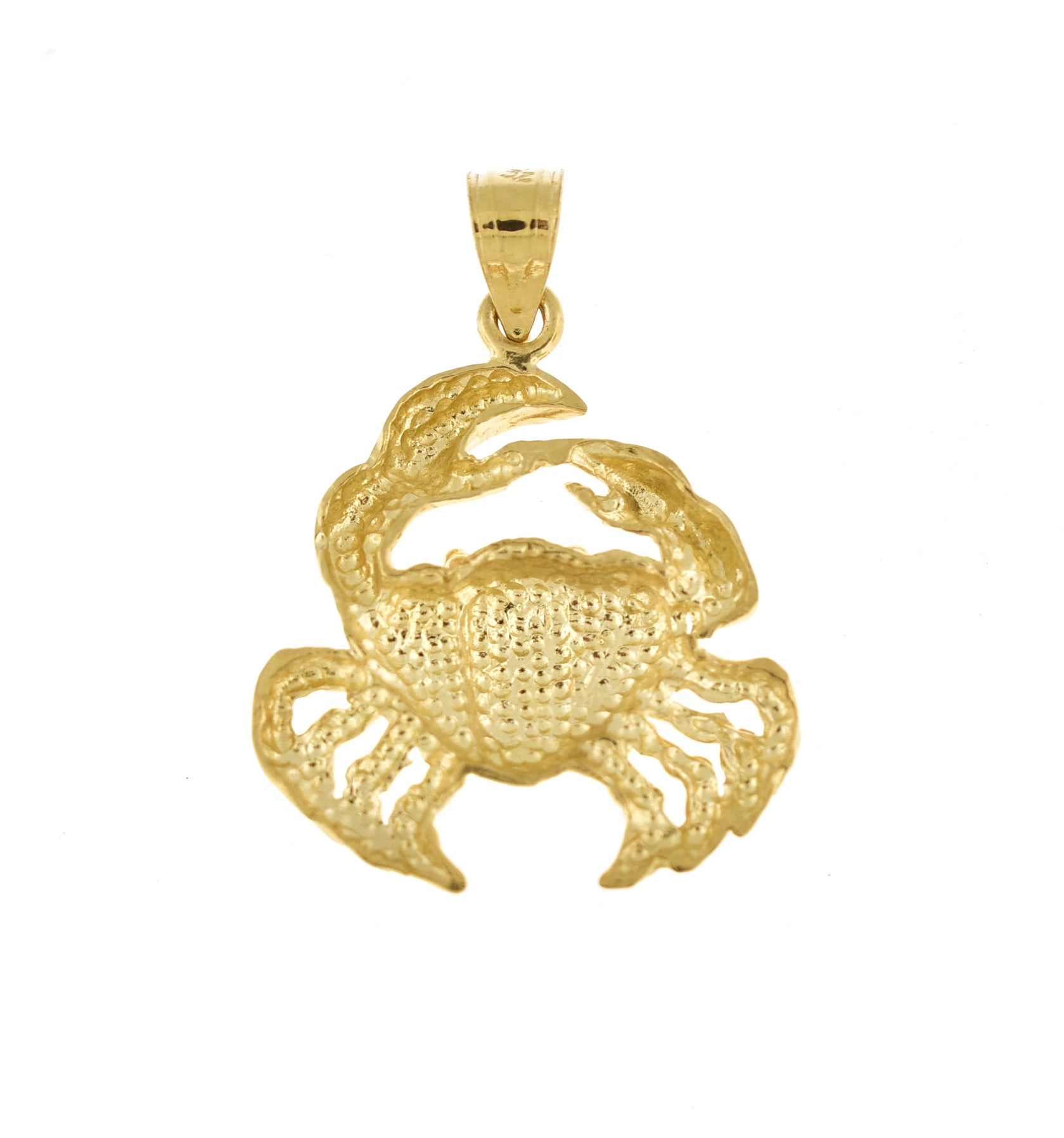 14k Yellow Gold Crab Open Back Pendant Charm
